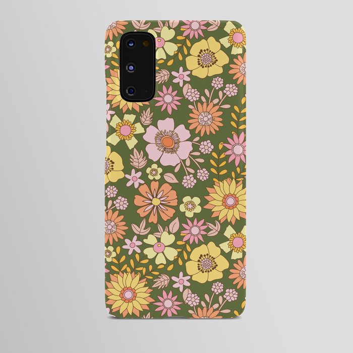 Spring Florals Ava -Green Pink Yellow Orange Flower Pattern Android Case