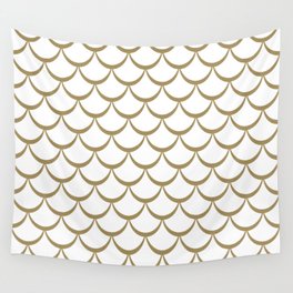 Gold and White Mermaid Scales Wall Tapestry