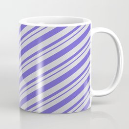 [ Thumbnail: Light Grey & Slate Blue Colored Lines Pattern Coffee Mug ]
