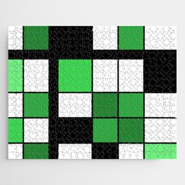 De Stijl Style Geometrical Art Green Jigsaw Puzzle