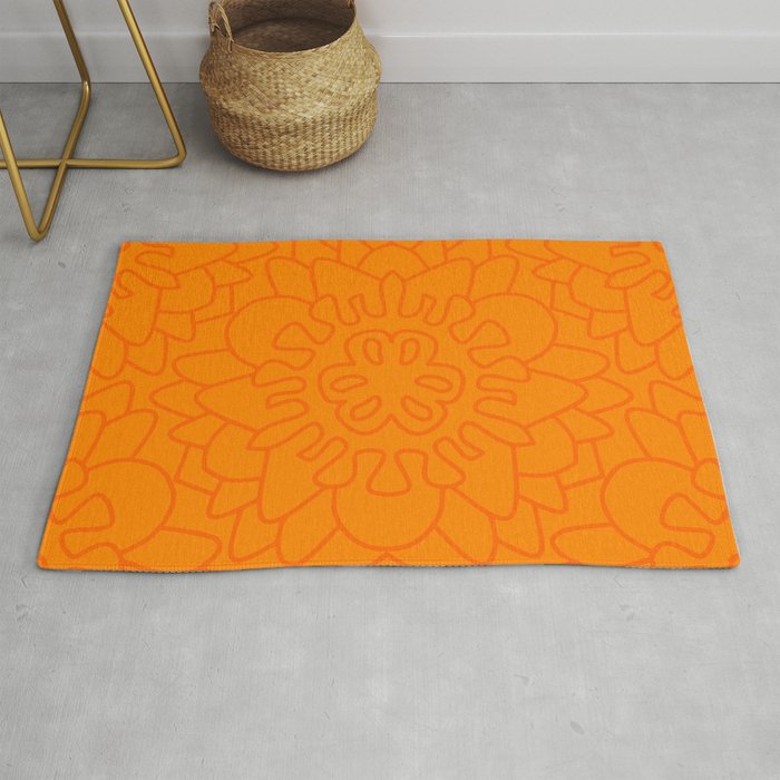 Orange Flower Tile Rug