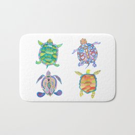 Four Sea Turtle Friends -multicolor theme Bath Mat