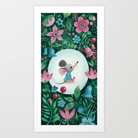 Mouse Amongst The Flowers Art Print