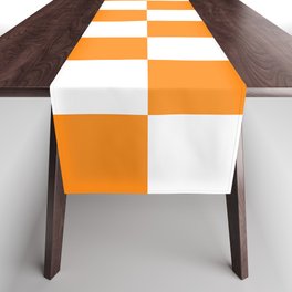 Tangerine Orange Checkerboard Pattern Palm Beach Preppy Table Runner