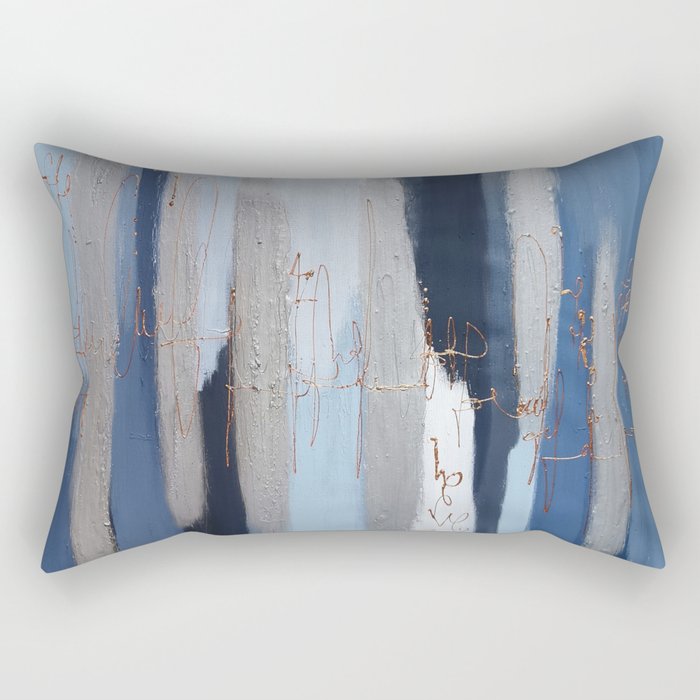 blue, navy, silver  Rectangular Pillow