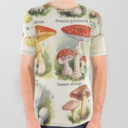 Mushroom illustration Larousse - French vintage poster All Over Graphic Tee