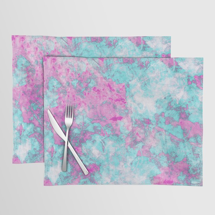 Abstract fuchsia teal pink watercolor painting Placemat