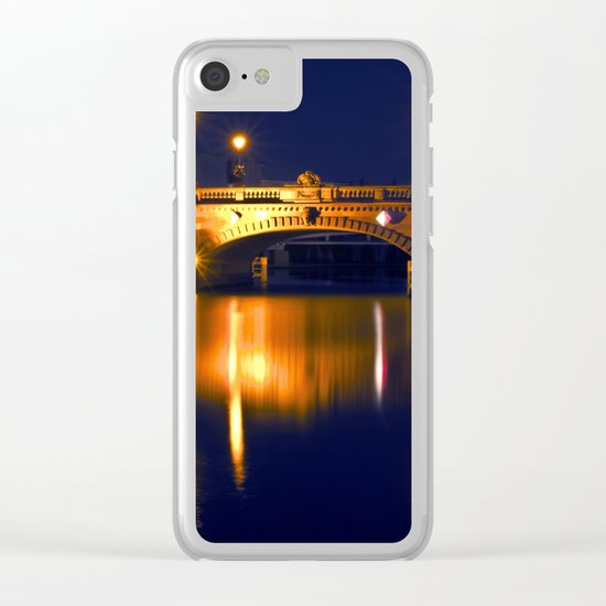 Nocturnal Lights on the river Spree in Berlin Clear iPhone Case