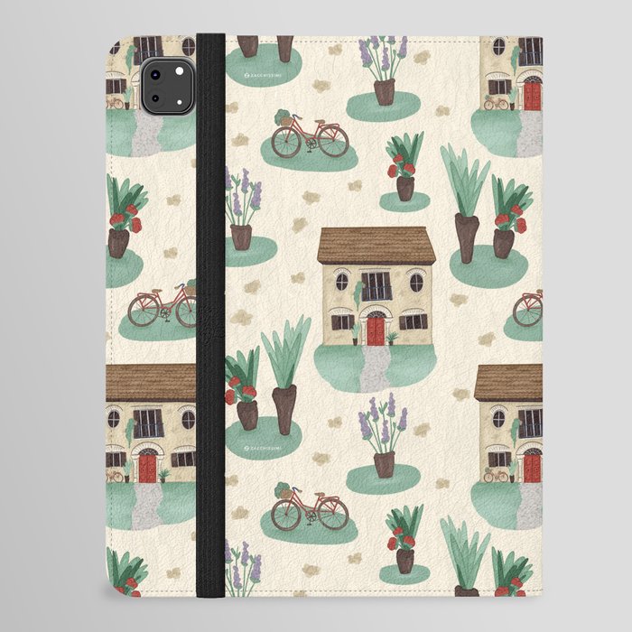 Cute Italian Houses and Floral Bicycles   iPad Folio Case
