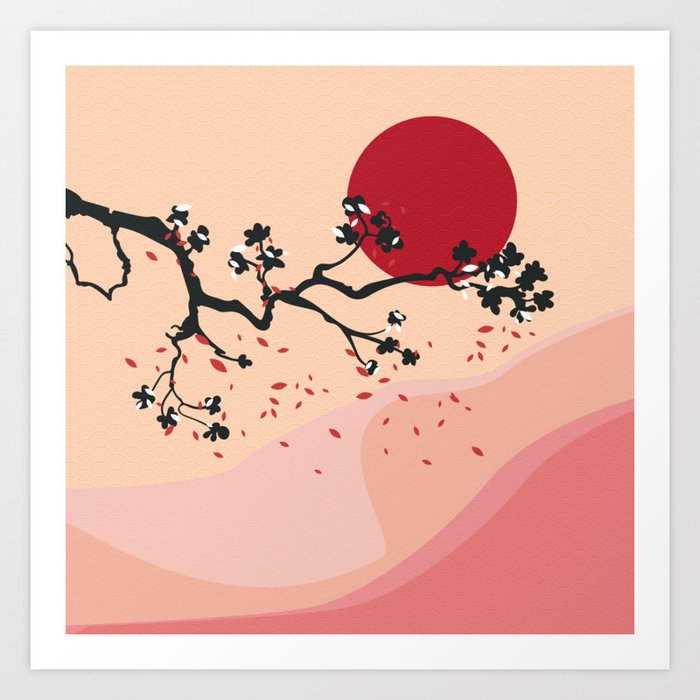 Cherry Blossoms Contemporary Abstract Art Print