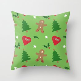 Ginger Bread And Christmas Tree Red Hart Collection Throw Pillow