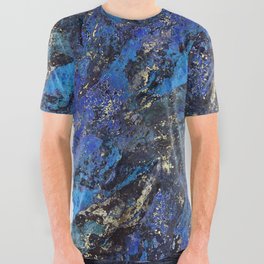 Precious Lapis Lazuli Stone Mineral Blue Gold All Over Graphic Tee