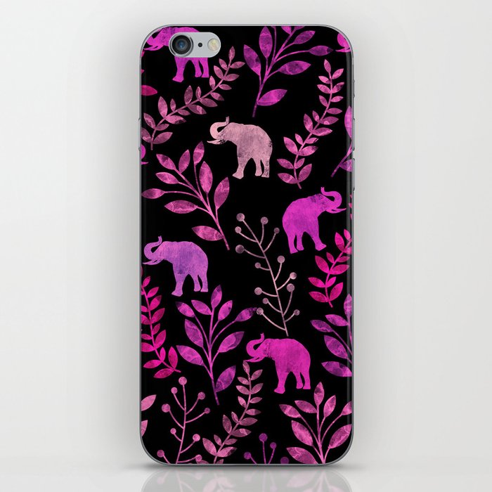 Watercolor Flowers & Elephants III iPhone Skin