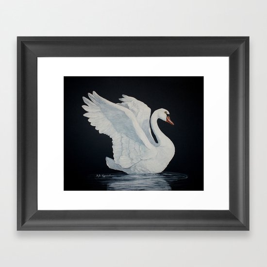 Swan painting Framed Art Print
