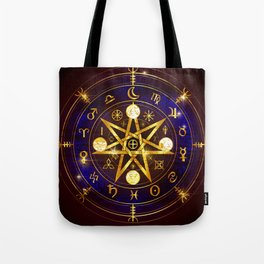 Magical Horoscope witchcraft pentagram Tote Bag