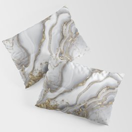 Grey liquid marble - pearl and gold Pillow Sham