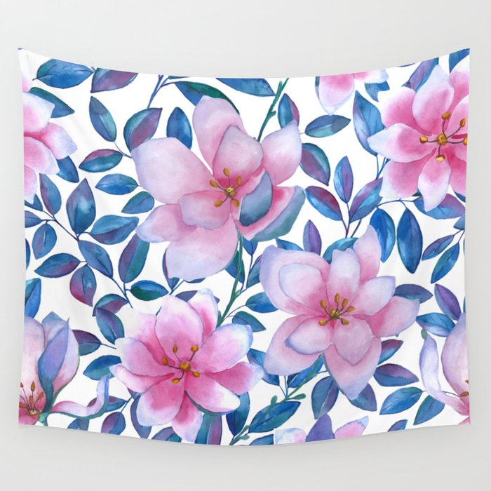 Romantic magnolia flowers Wall Tapestry