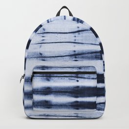 horizontal stripes shibori blue indigo Backpack