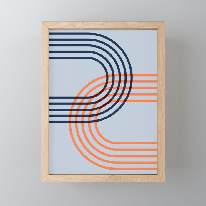 Counterbalance - orange blue Framed Mini Art Print