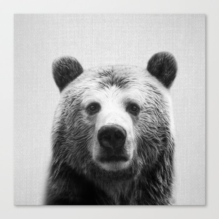 Bear - Black & White Canvas Print