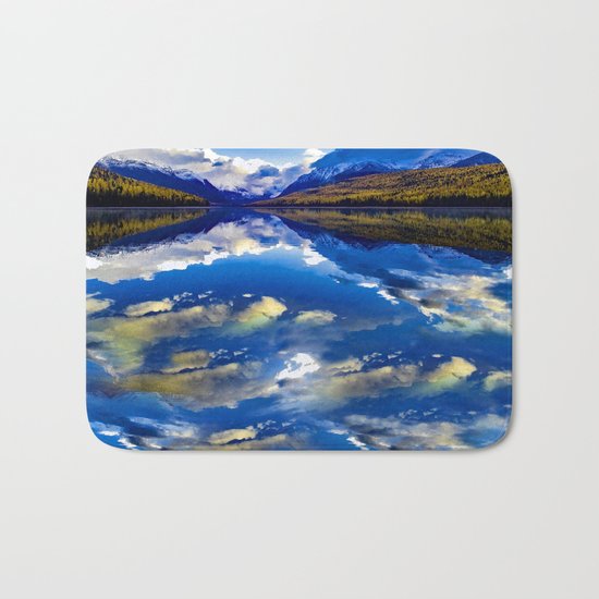 A CLOUDY DAY AT LAKE MCDONALD Bath Mat