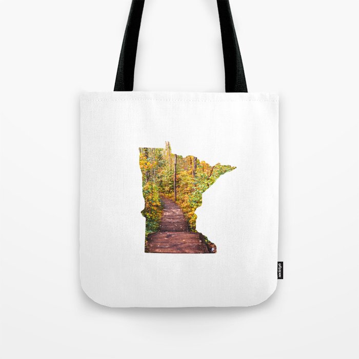 Minnesota Map Forest Path Tote Bag