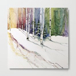 4 Season Watercolor Collection - Winter Metal Print