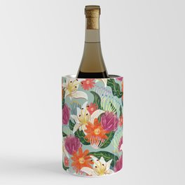 mint watercolor floral pattern Wine Chiller