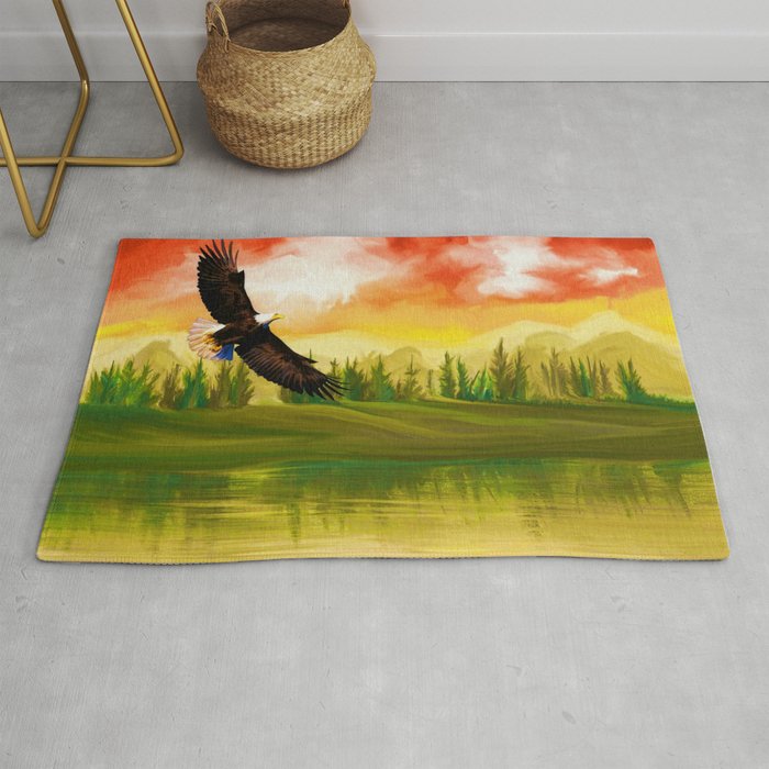 Bald Eagle Sunset Landscape (Color) Rug