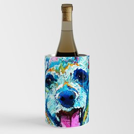 Colorful Dog Art - Smile - By Sharon Cummings Wine Chiller