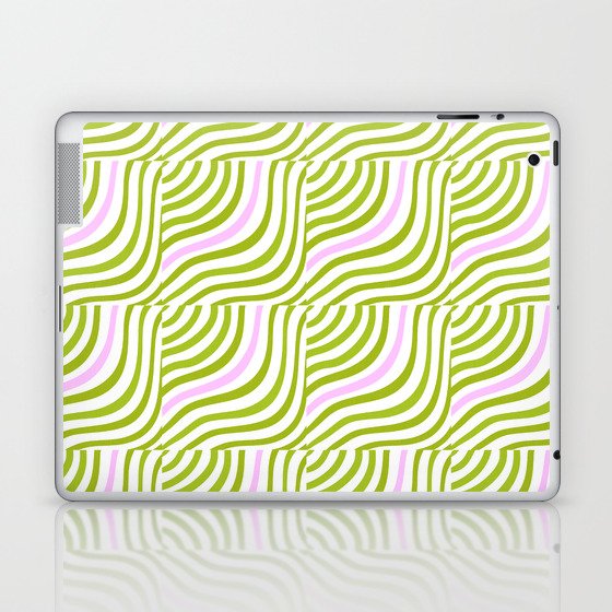 Green and Pastel Pink Stripe Shells Laptop & iPad Skin