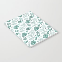 Green Blue Coral Silhouette Pattern Notebook