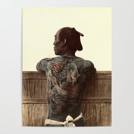 Kusakabe Kimbei - Japanese Tattoo - Original old vintage retro Photography from Japan -  Photo of Sa Poster