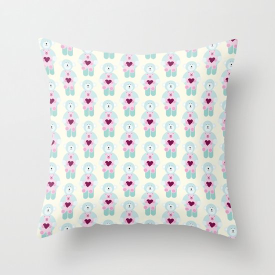 Hearts and bears Throw Pillow