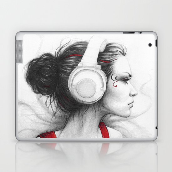 MUSIC Girl in Headphones Laptop & iPad Skin
