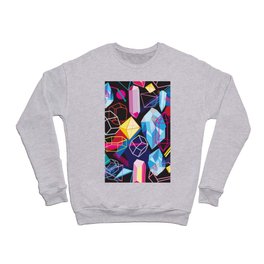 Beautiful seamless pattern with colorful crystals on a dark abstract background Crewneck Sweatshirt