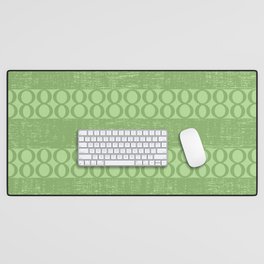 Distressed Shabby Stripes and Infinity Circles in Lime Green Desk Mat