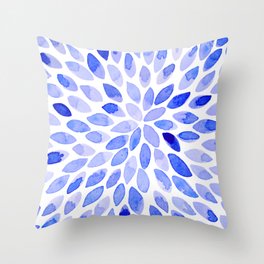 Watercolor brush strokes - blue Throw Pillow