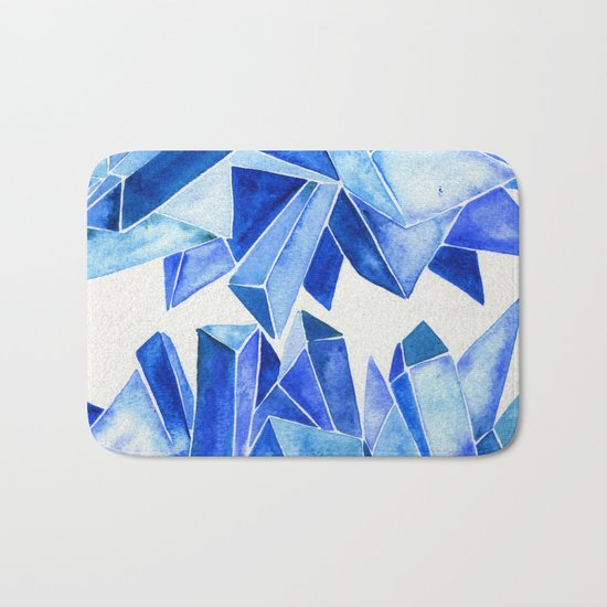 Sapphire Watercolor Facets Bath Mat