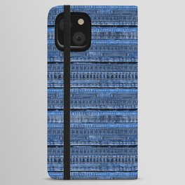Cool Blue Jeans Denim Patchwork Design iPhone Wallet Case
