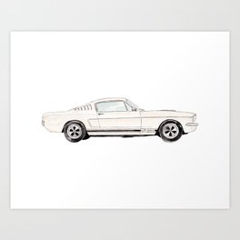 Vintage cream car Art Print