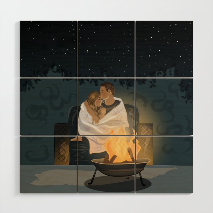 Lovely Couple Campfire Wood Wall Art