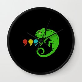 Chameleon Colorful Comma Reptiles Lizards Iguana Wall Clock