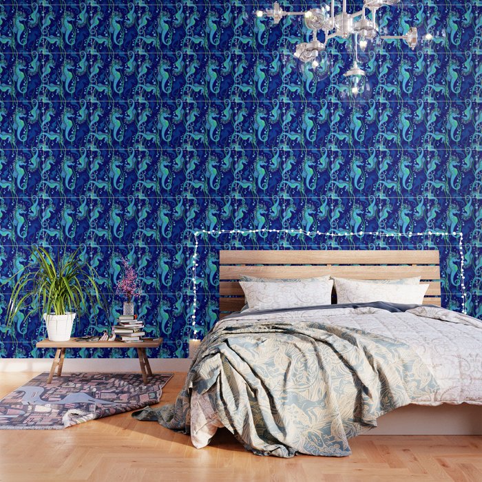 Seahorse cute blue sea animal Wallpaper by BluedarkArt | Society6