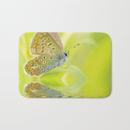 zen style butterfly green outdoor Bath Mat