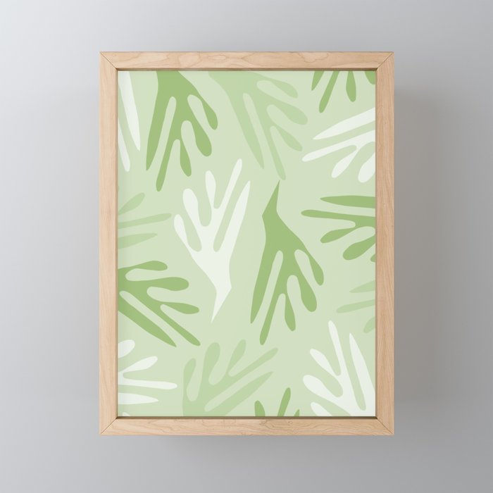 Ailanthus Cutouts Midcentury Modern Botanical Abstract Pattern in Sage Green Framed Mini Art Print