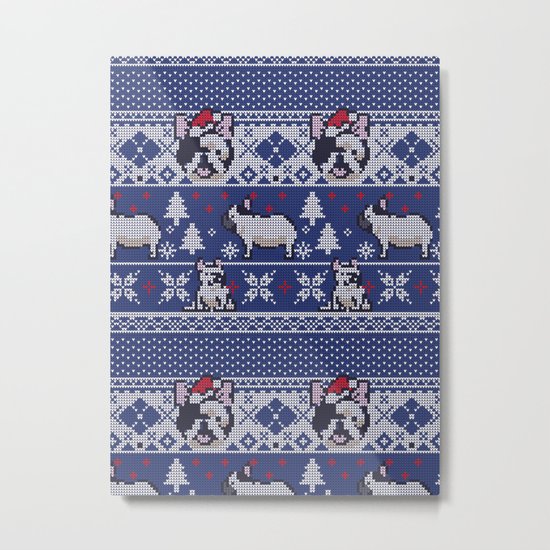 Christmas Frenchie Metal Print