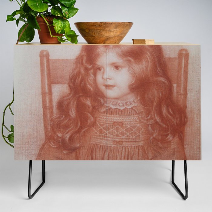 Mildred by Edward Robert Hughes - pre-raphaelite portrait  Credenza