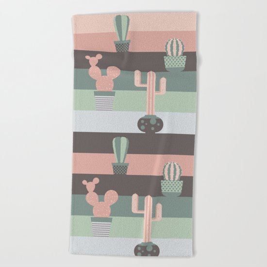 cacti colors Beach Towel