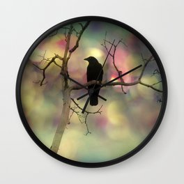 Crow Dreams In Colors Wall Clock